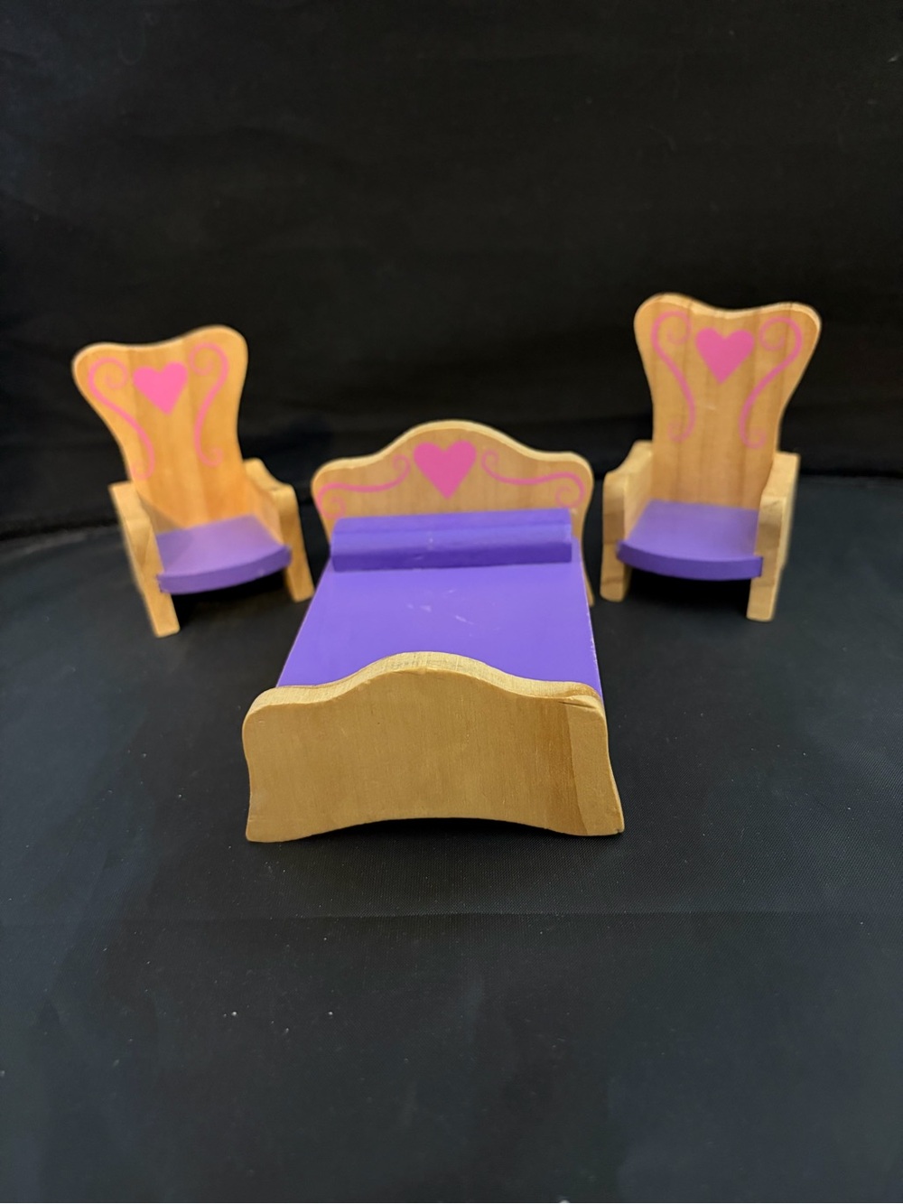 Melissa and Doug Castle/Dollhouse Bedroom Set - Bed and Two Chairs